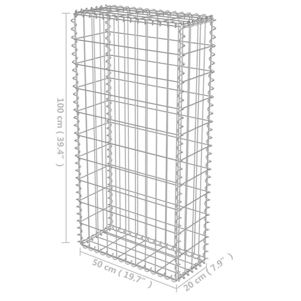 Gabionska stena s pokrovi iz pocinkanega jekla 50x20x100 cm