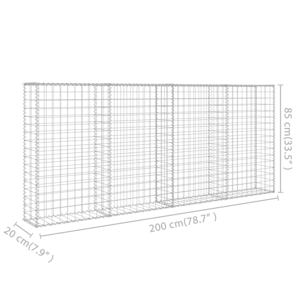 Gabionska stena s pokrovi iz pocinkanega jekla 200x20x85 cm