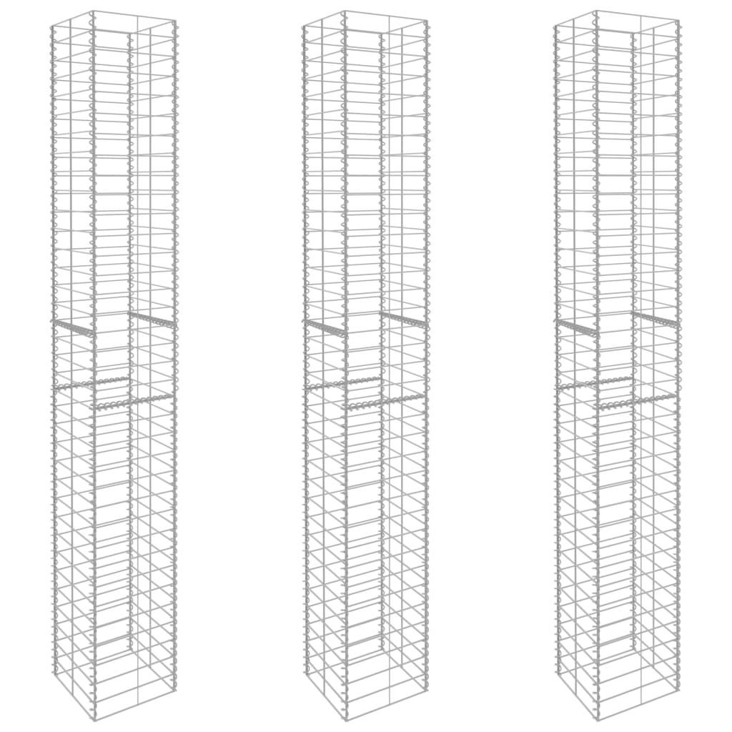 Gabionske košare 3 kosi pocinkano jeklo 25x25x197 cm