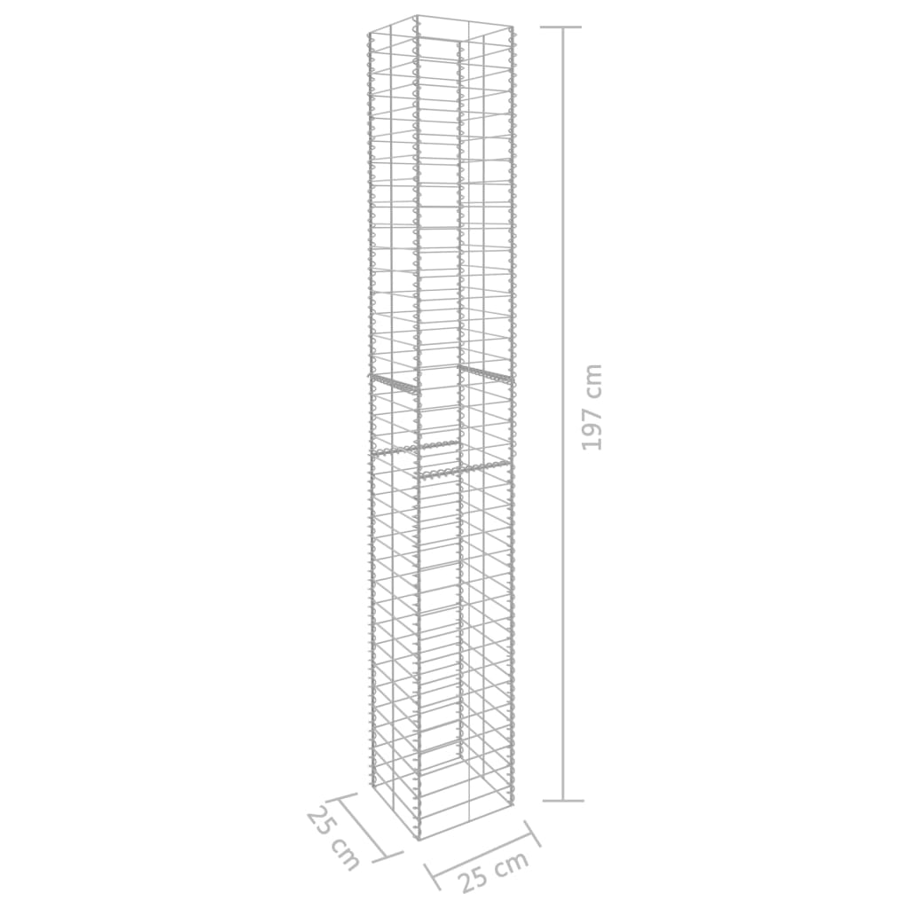 Gabionske košare 3 kosi pocinkano jeklo 25x25x197 cm