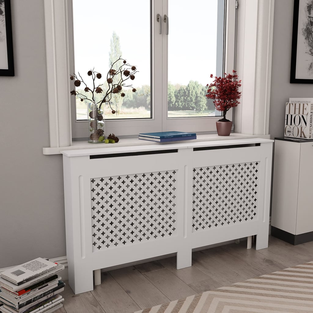 Pokrov za radiator bel 152x19x81,5 cm MDF