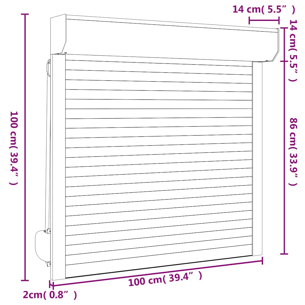 Rolete iz aluminija 100x100 cm bele