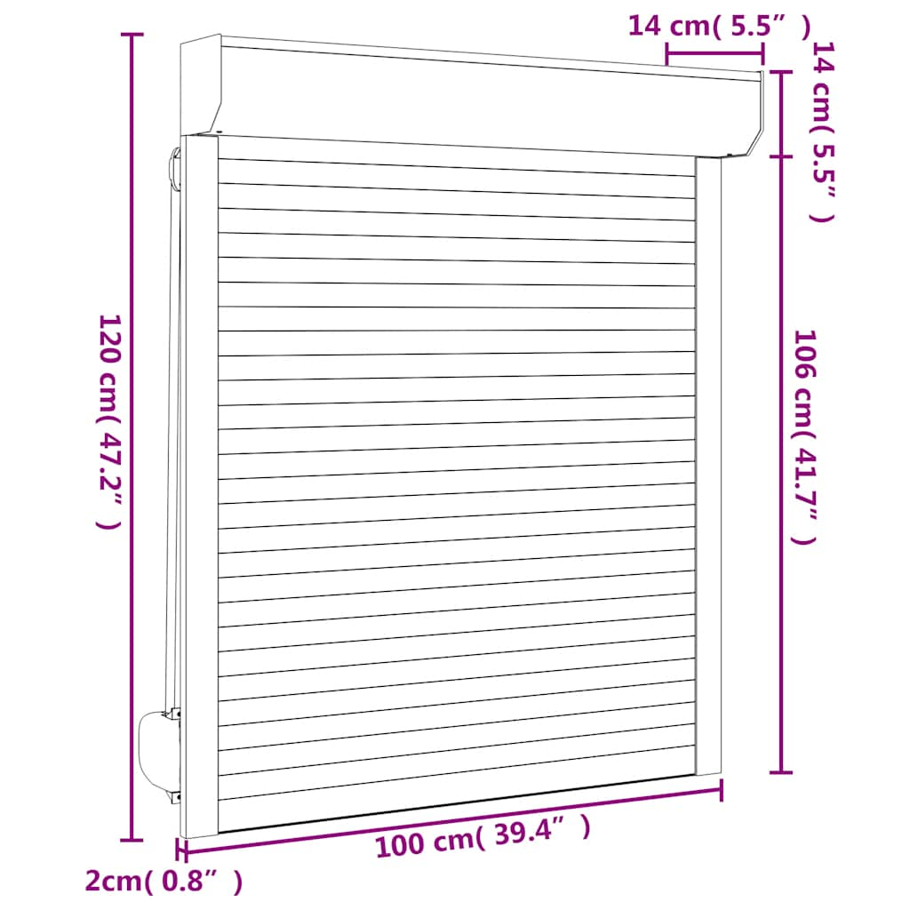 Rolete iz aluminija 100x120 cm bele