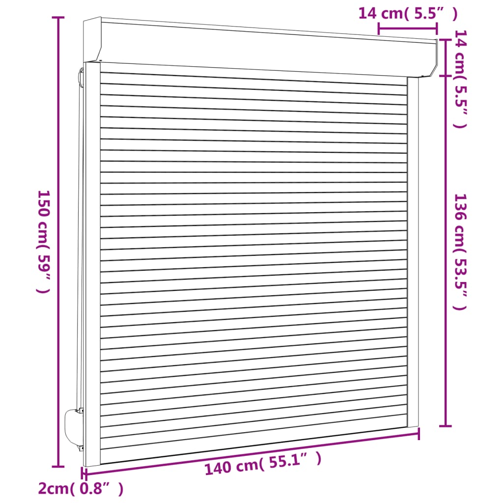 Rolete iz aluminija 140x150 cm bele