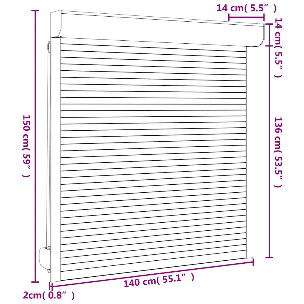 Rolete iz aluminija 140x150 cm bele