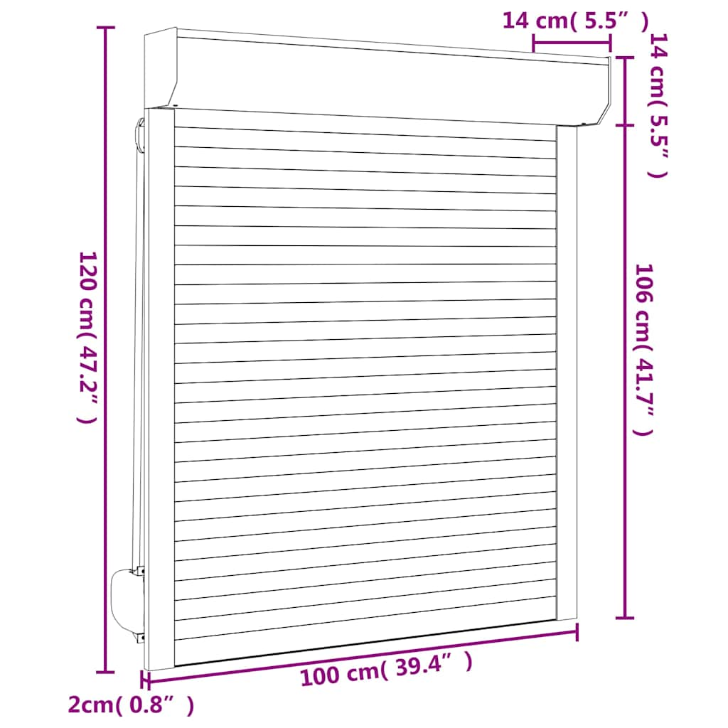 Rolete iz aluminija 100x120 cm antracitne