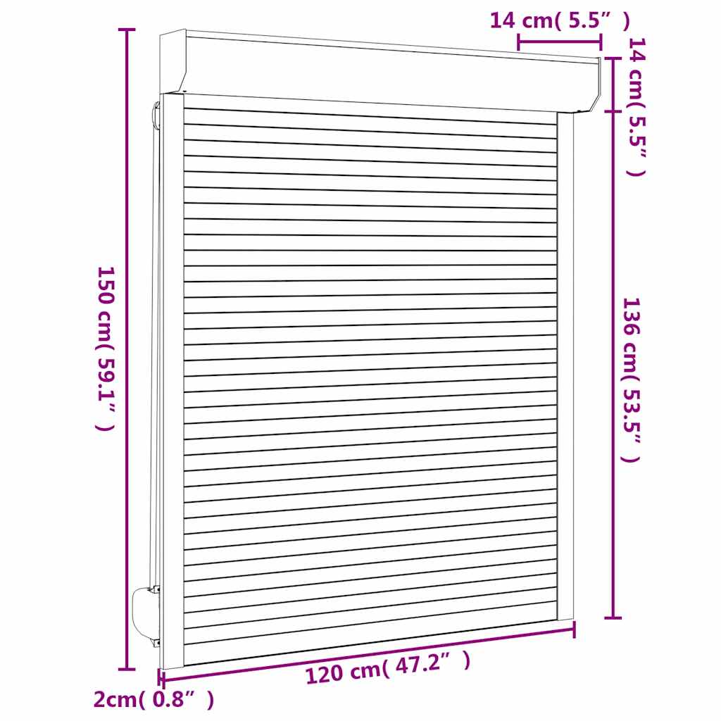 Rolete iz aluminija 120x150 cm antracit