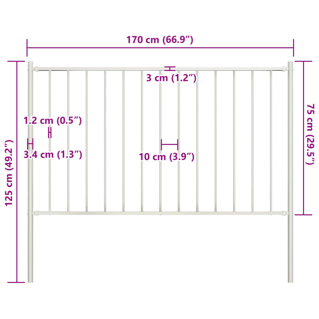 Ograjni panel s stebrički premazano jeklo 1,7x0,75 m bel