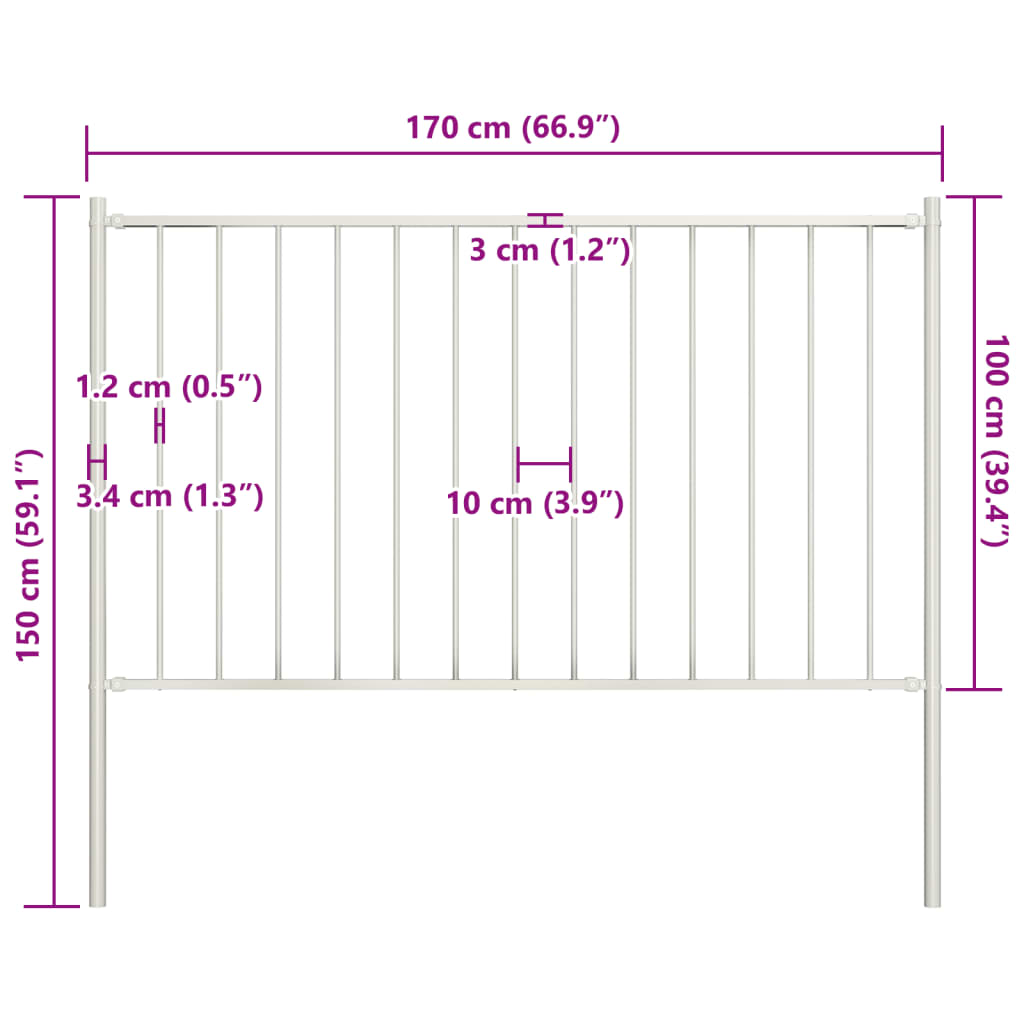 Ograjni panel s stebrički premazano jeklo 1,7x1 m bel