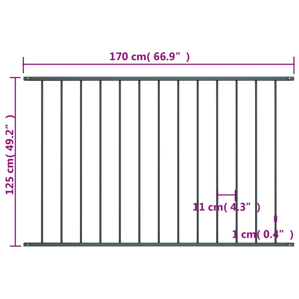 Ograjni panel prašno premazano jeklo 1,7x1,25 m antraciten