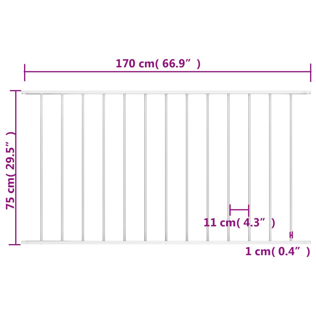 Ograjni panel prašno premazano jeklo 1,7x0,75 m bel