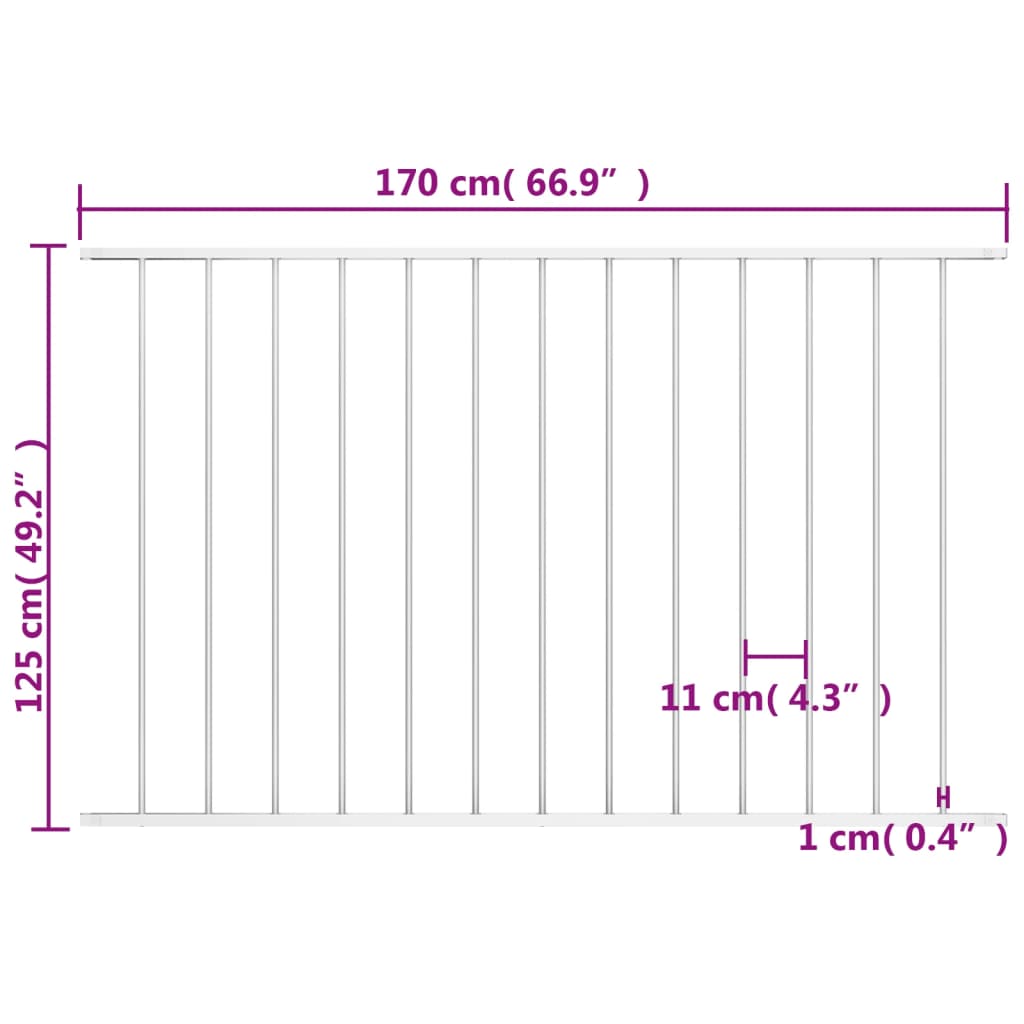 Ograjni panel prašno premazano jeklo 1,7x1,25 m bel