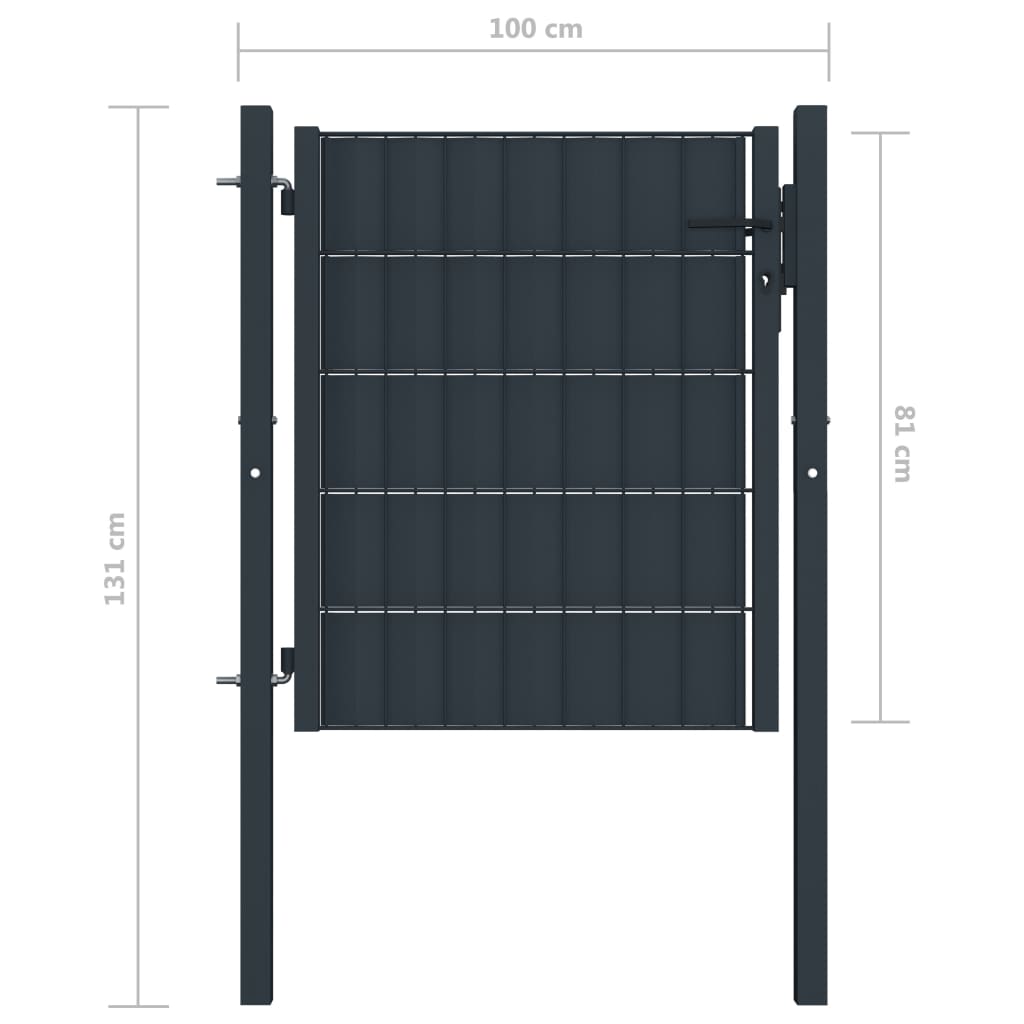 Vrata za ograjo PVC in jeklo 100x81 cm antracitna