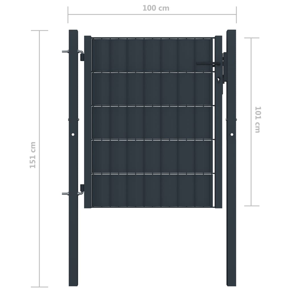 Vrata za ograjo PVC in jeklo 100x101 cm antracitna