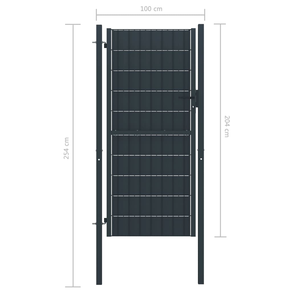 Vrata za ograjo PVC in jeklo 100x204 cm antracitna