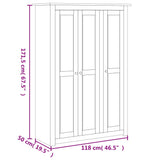 Garderobna omara s 3 predali bela 118x50x171,5 cm Panama Range