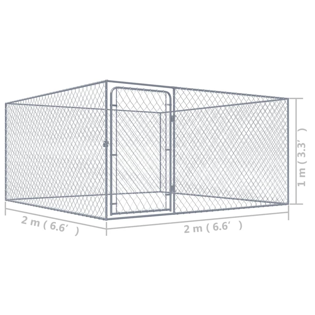 Zunanji pasji boks pocinkano jeklo 2x2x1 m