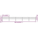 Vrtna ograja s koničastimi vrhovi jeklo 8,5x0,6 m črna