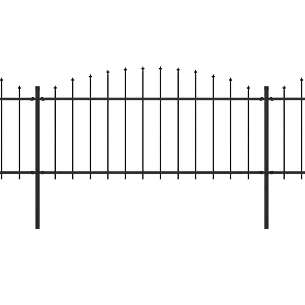 Vrtna ograja s koničastimi vrhovi jeklo (0,5-0,75)x6,8 m črna