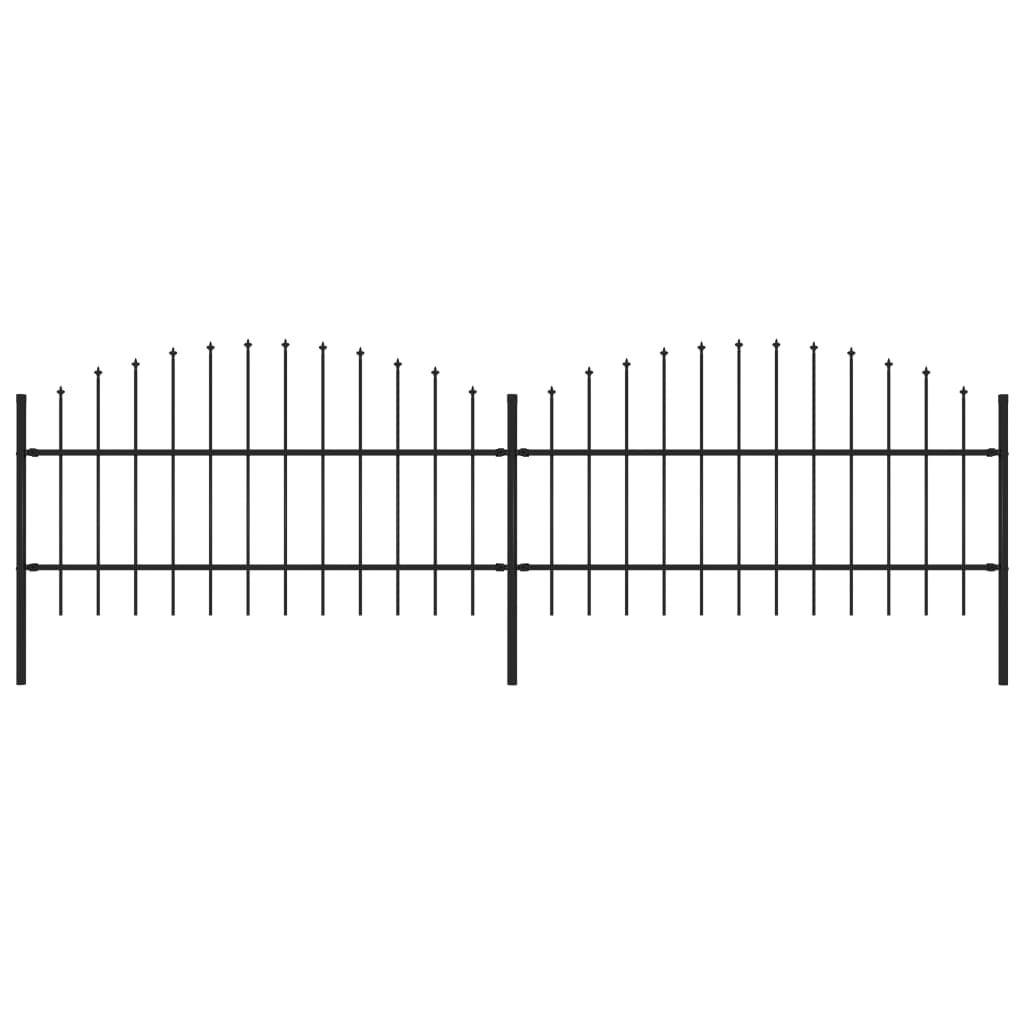 Vrtna ograja s koničastimi vrhovi jeklo (0,75-1)x3,4 m črna
