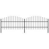 Vrtna ograja s koničastimi vrhovi jeklo (0,75-1)x3,4 m črna
