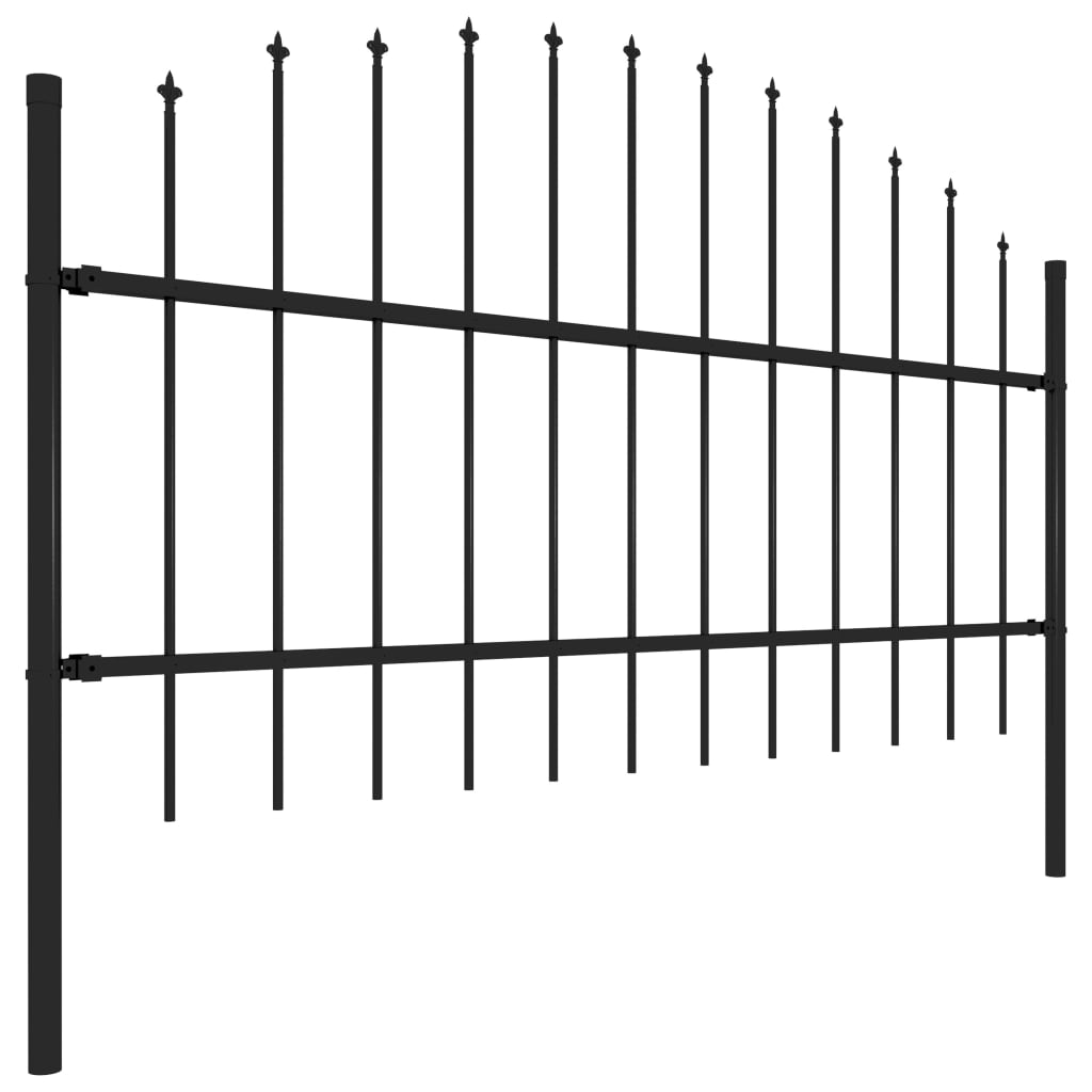 Vrtna ograja s koničastimi vrhovi jeklo (0,75-1)x3,4 m črna