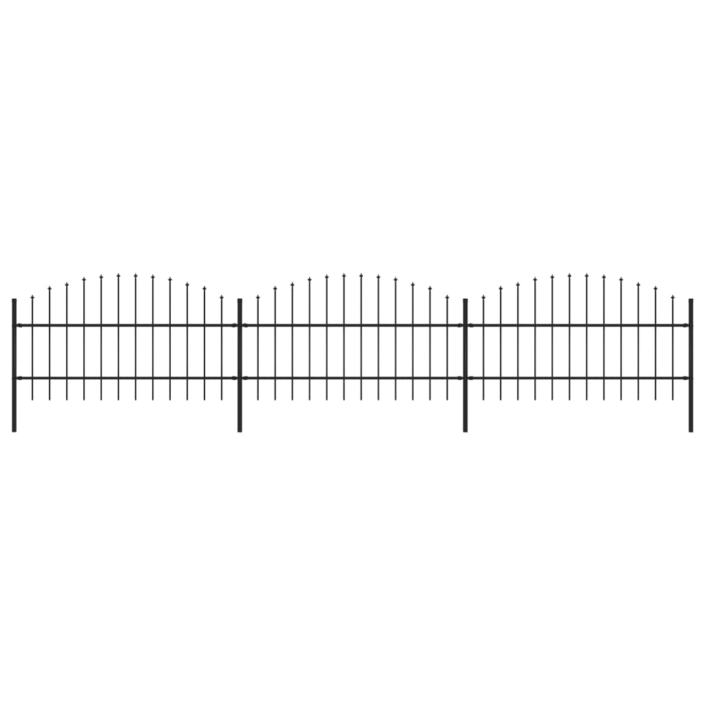 Vrtna ograja s koničastimi vrhovi jeklo (0,75-1)x5,1 m črna