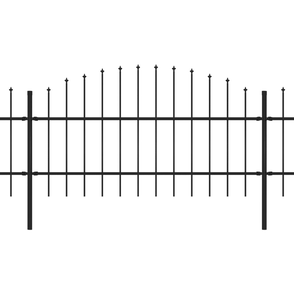 Vrtna ograja s koničastimi vrhovi jeklo (0,75-1)x6,8 m črna