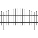 Vrtna ograja s koničastimi vrhovi jeklo (0,75-1)x6,8 m črna