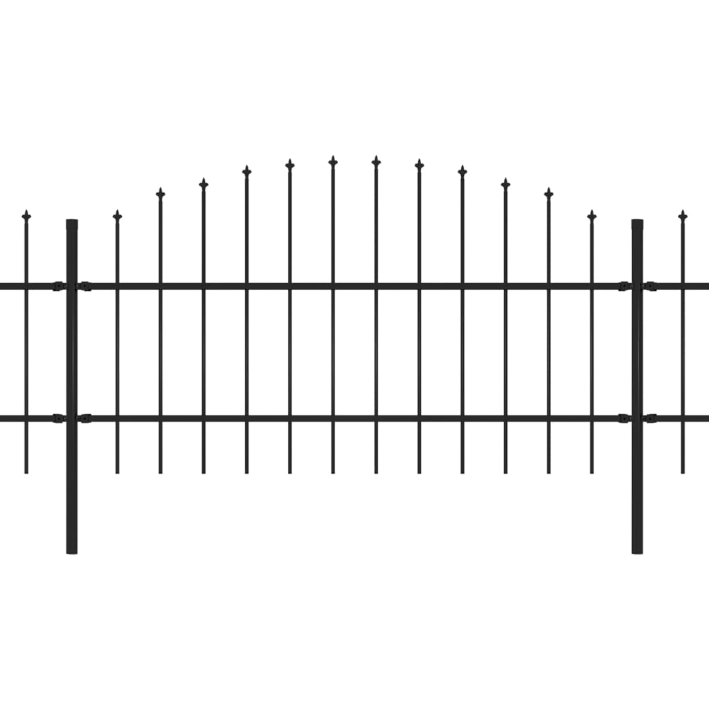 Vrtna ograja s koničastimi vrhovi jeklo (0,75-1)x11,9 m črna