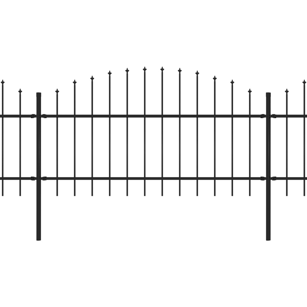 Vrtna ograja s koničastimi vrhovi jeklo (1-1,25)x3,4 m črna