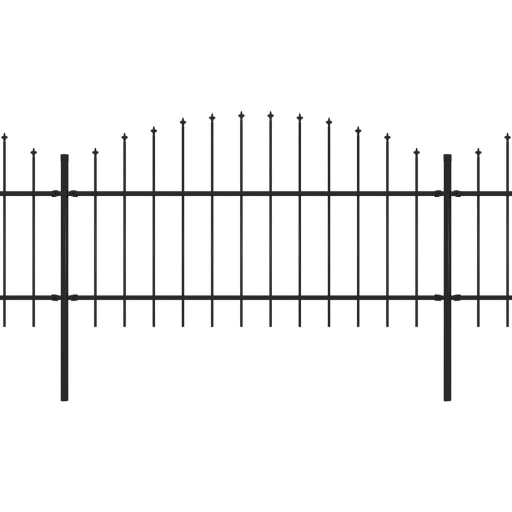 Vrtna ograja s koničastimi vrhovi jeklo (1-1,25)x6,8 m črna