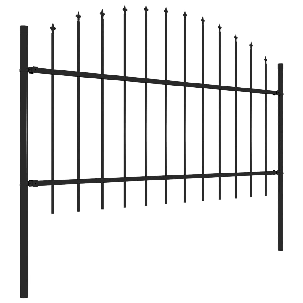 Vrtna ograja s koničastimi vrhovi jeklo (1-1,25)x10,2 m črna