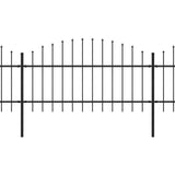 Vrtna ograja s koničastimi vrhovi jeklo (1-1,25)x11,9 m črna