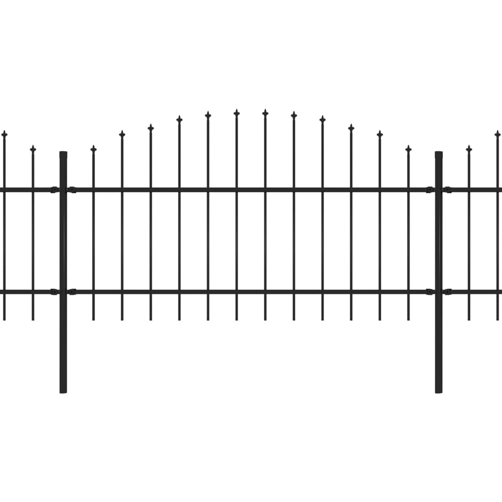 Vrtna ograja s koničastimi vrhovi jeklo (1-1,25)x13,6 m črna