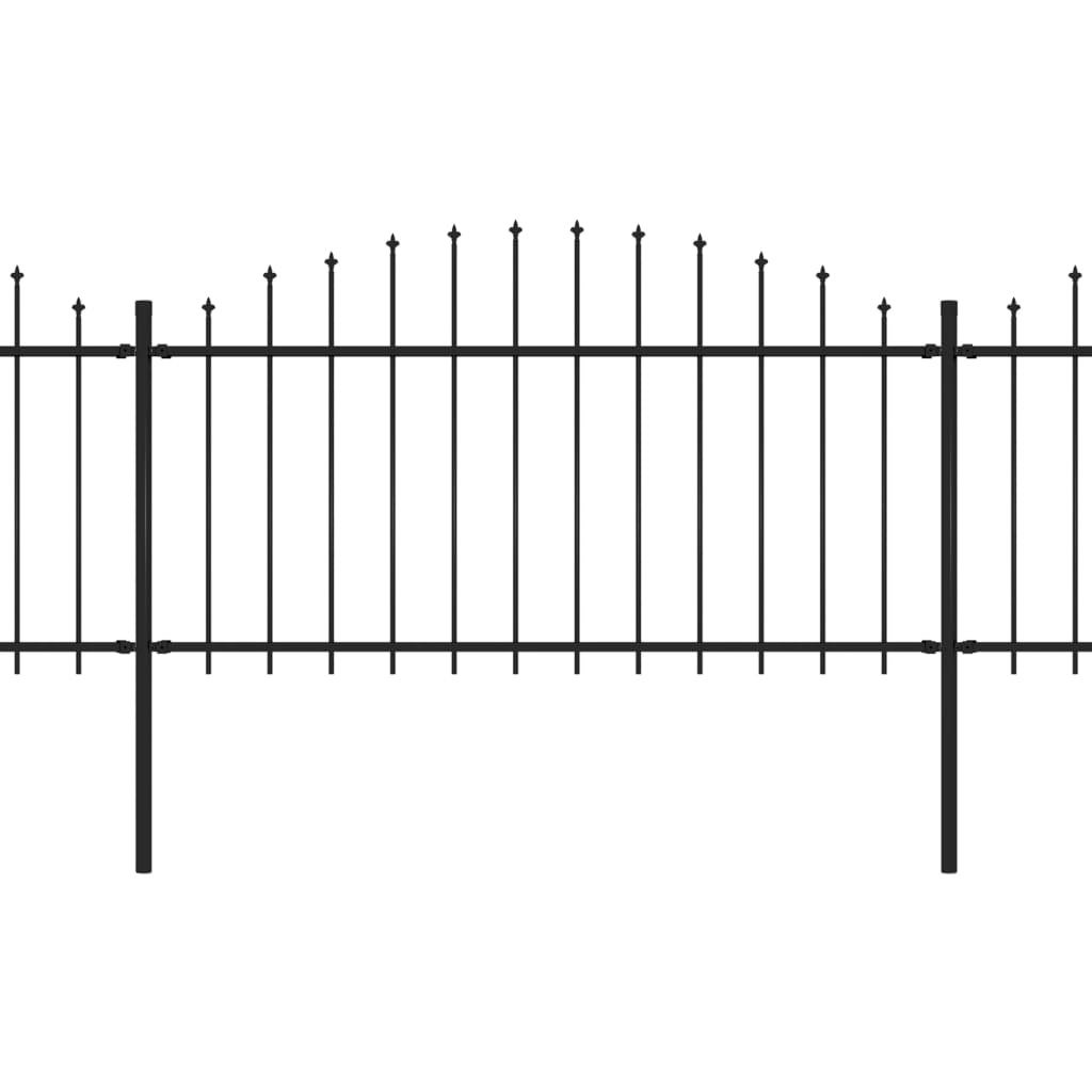 Vrtna ograja s koničastimi vrhovi jeklo (1,25-1,5)x3,4 m črna