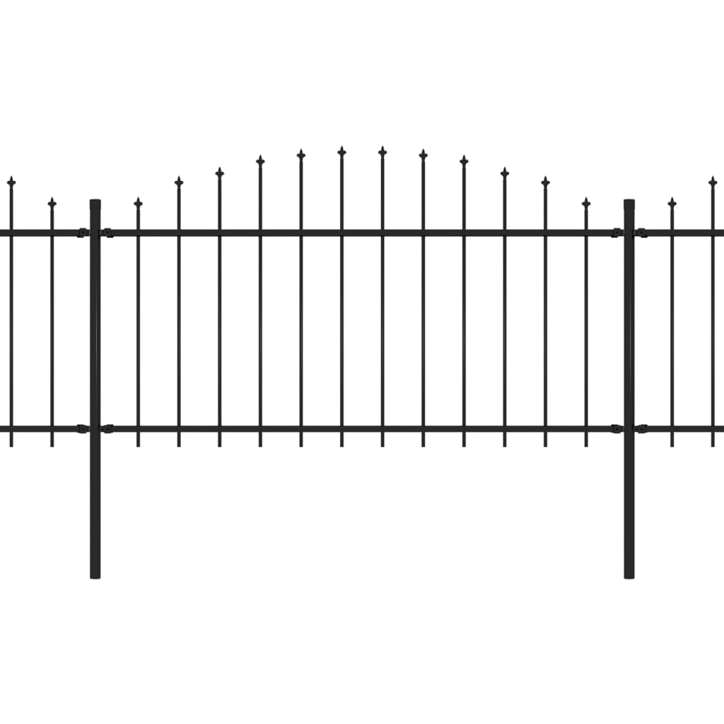 Vrtna ograja s koničastimi vrhovi jeklo (1,25-1,5)x5,1 m črna