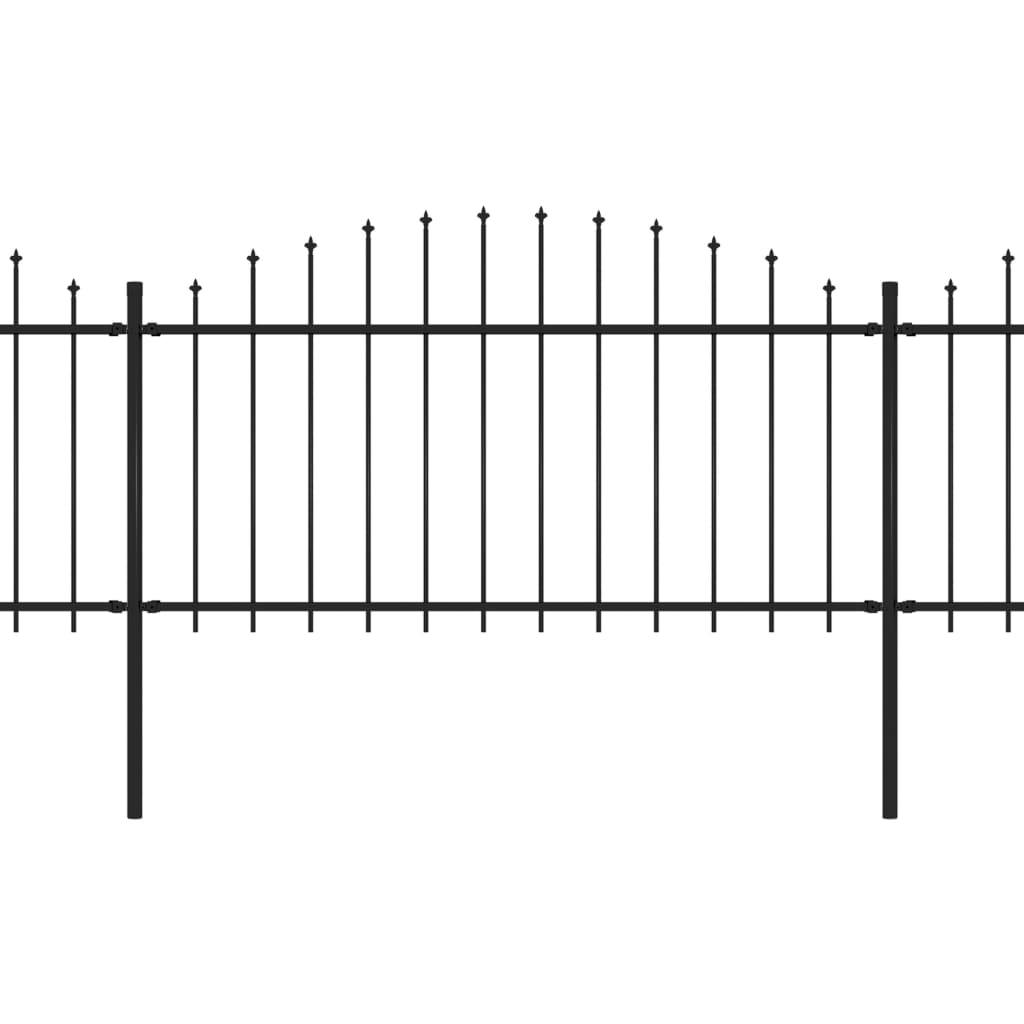 Vrtna ograja s koničastimi vrhovi jeklo (1,25-1,5)x6,8 m črna