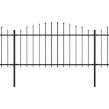 Vrtna ograja s koničastimi vrhovi jeklo (1,25-1,5)x6,8 m črna