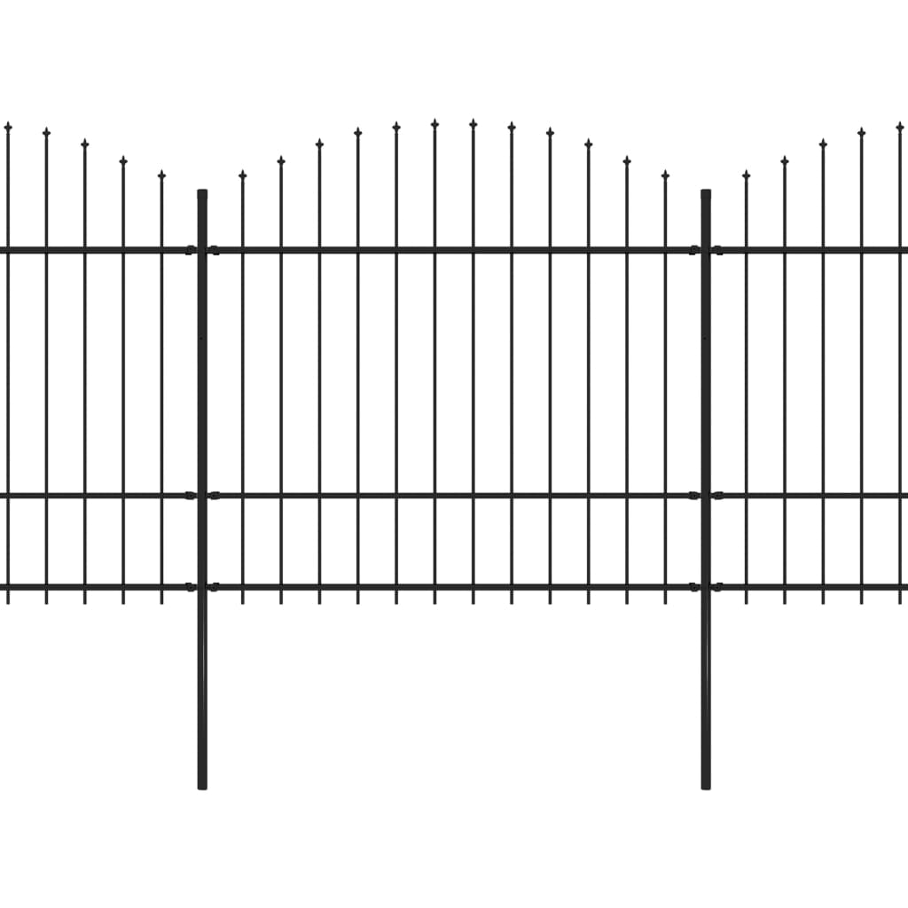 Vrtna ograja s koničastimi vrhovi jeklo (1,5-1,75)x3,4 m črna