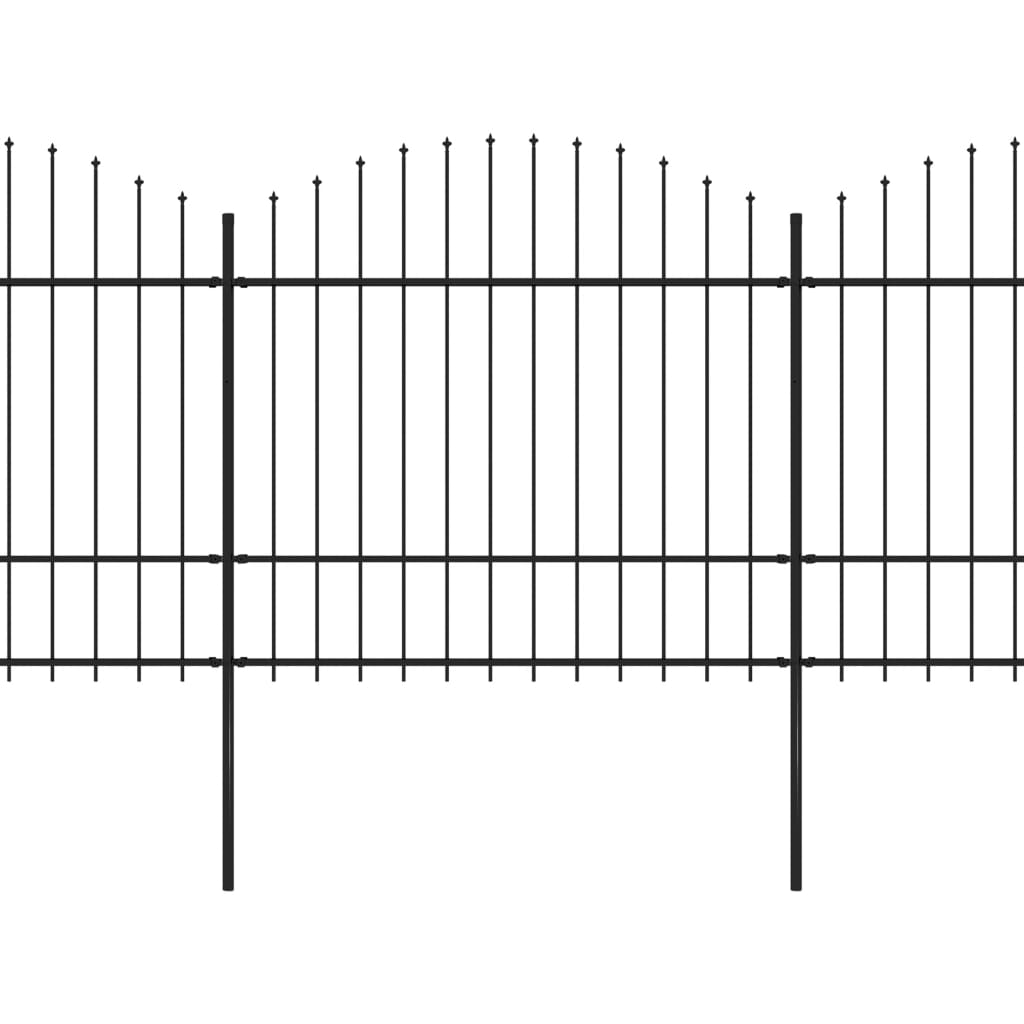 Vrtna ograja s koničastimi vrhovi jeklo (1,5-1,75)x5,1 m črna