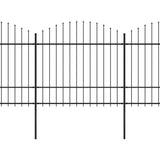 Vrtna ograja s koničastimi vrhovi jeklo (1,5-1,75)x6,8 m črna