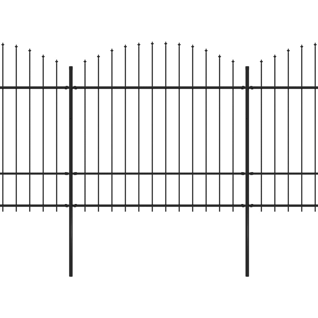 Vrtna ograja s koničastimi vrhovi jeklo (1,5-1,75)x10,2 m črna