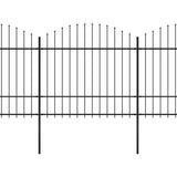 Vrtna ograja s koničastimi vrhovi jeklo (1,5-1,75)x11,9 m črna