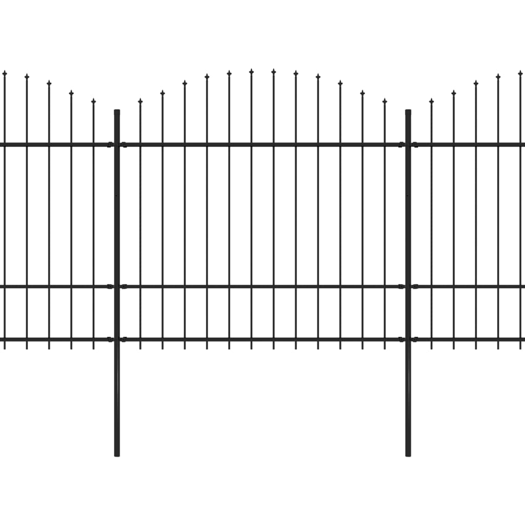 Vrtna ograja s koničastimi vrhovi jeklo (1,5-1,75)x13,6 m črna