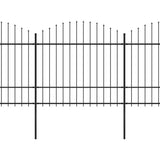 Vrtna ograja s koničastimi vrhovi jeklo (1,5-1,75)x13,6 m črna