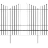 Vrtna ograja s koničastimi vrhovi jeklo (1,75-2)x3,4 m črna