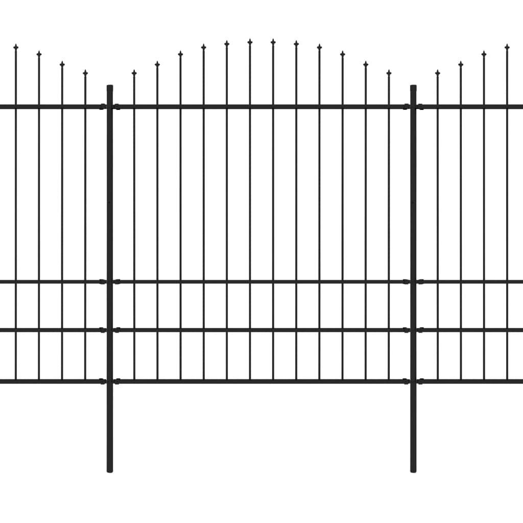 Vrtna ograja s koničastimi vrhovi jeklo (1,75-2)x6,8 m črna