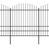 Vrtna ograja s koničastimi vrhovi jeklo (1,75-2)x6,8 m črna