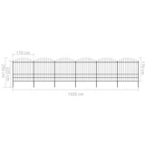 Vrtna ograja s koničastimi vrhovi jeklo (1,75-2)x10,2 m črna